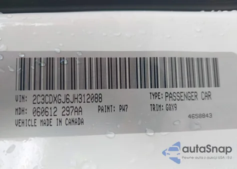 2018 Dodge Charger R/T Scat Pack Rwd z USA, uszkodzony, nr VIN 2C3CDXGJ6JH312088